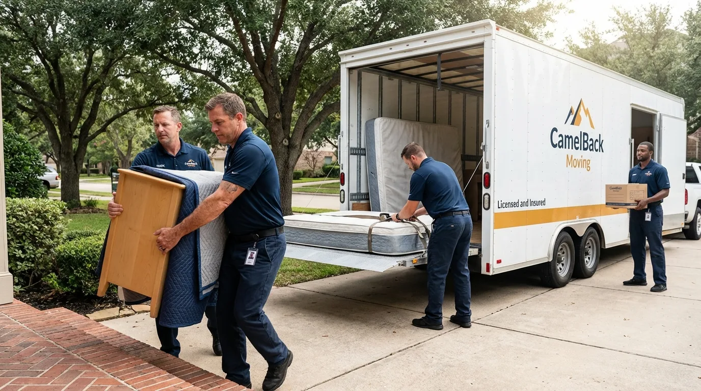 Crew loading residential truck for cross-state move from Purdy, MO