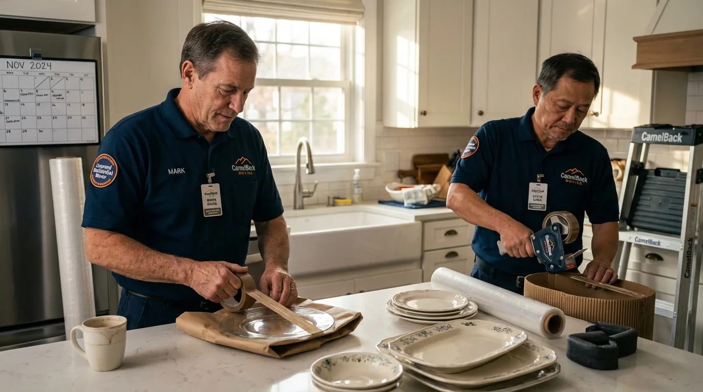Professional crew packing kitchen dishware in Purdy, MO